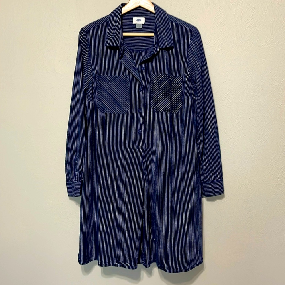 Old Navy pinstripe shirt dress, size large